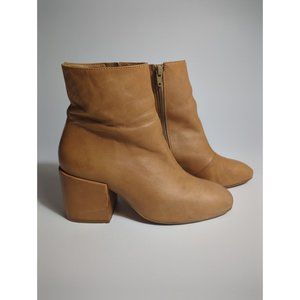 Free People Nicola Bootie Tan Leather 38 Block Heel